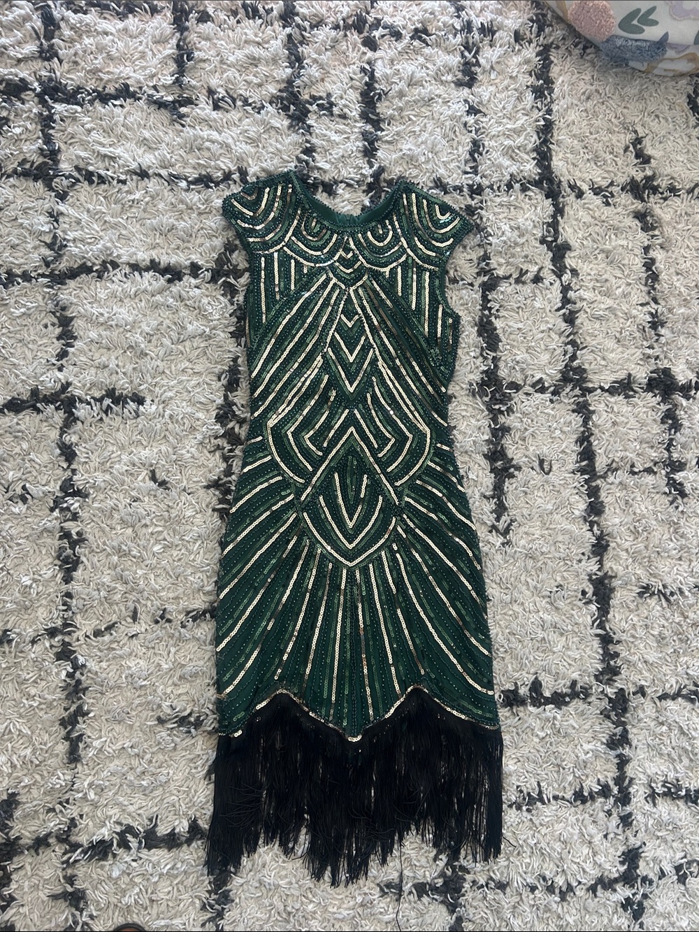 Gatsby/ Flapper Women's Green Beaded Fringe Dress